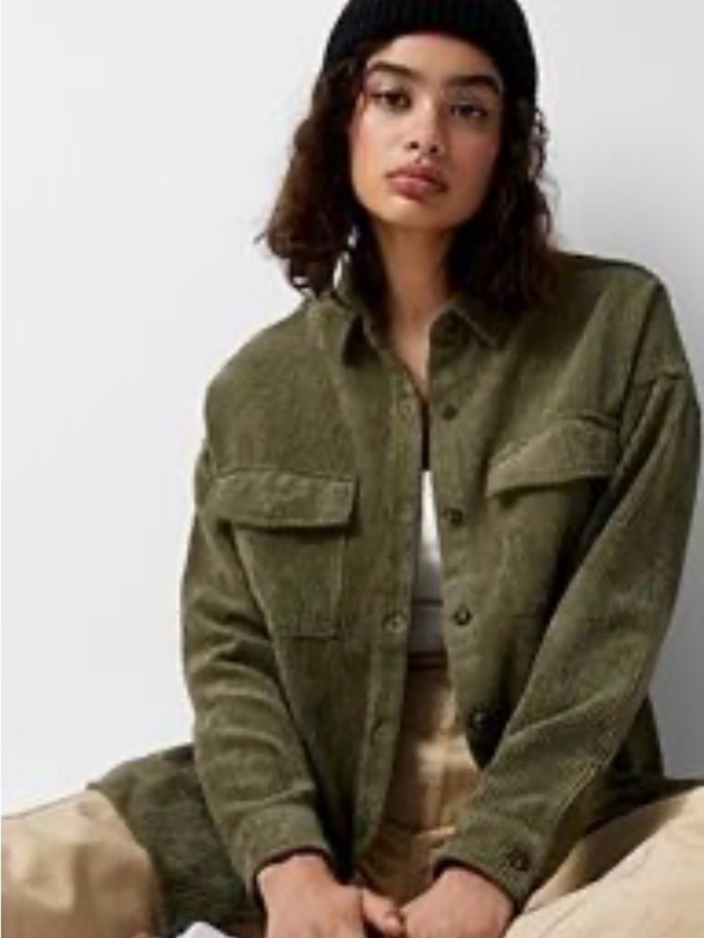 Women's Green Corduroy Shacket - Twik
